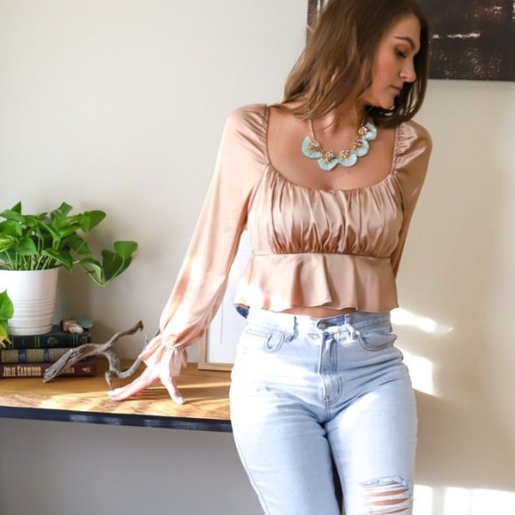 idem ditto Tops - NWT Square neck long sleeve silk shirt